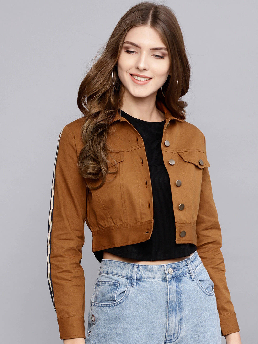 Crop jacket. Fabulous Soft Spring Coat Full Sleeve hat Lady Jacket.